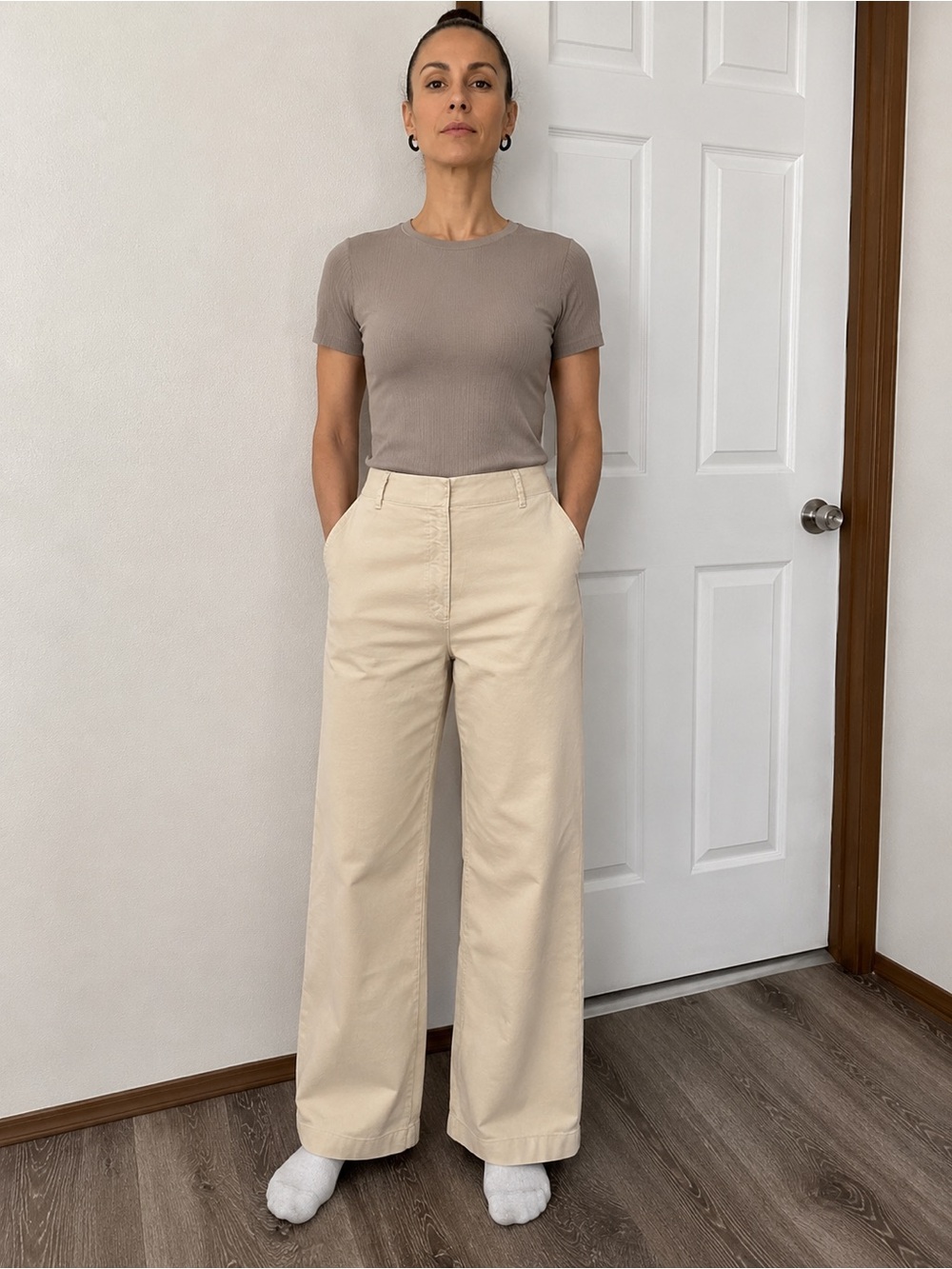 UNIQLO wide leg corduroy pants cream ivory women’s XL 32x30